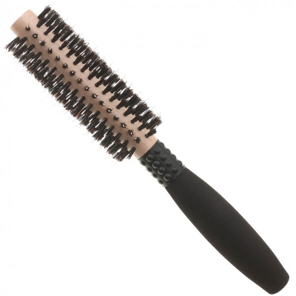Round Wooden Brush with Nylon Pins and Bristles